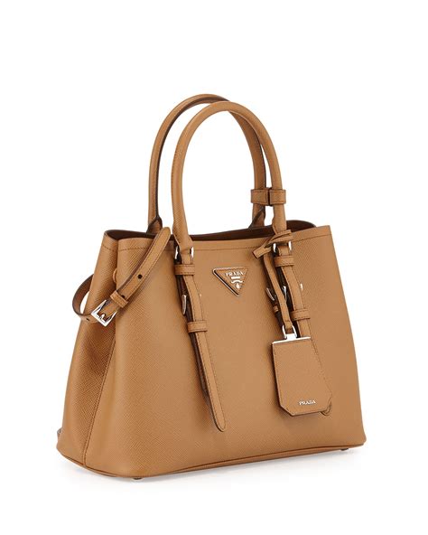 prada saffiano cuir double bag tan|prada saffiano cuir bag.